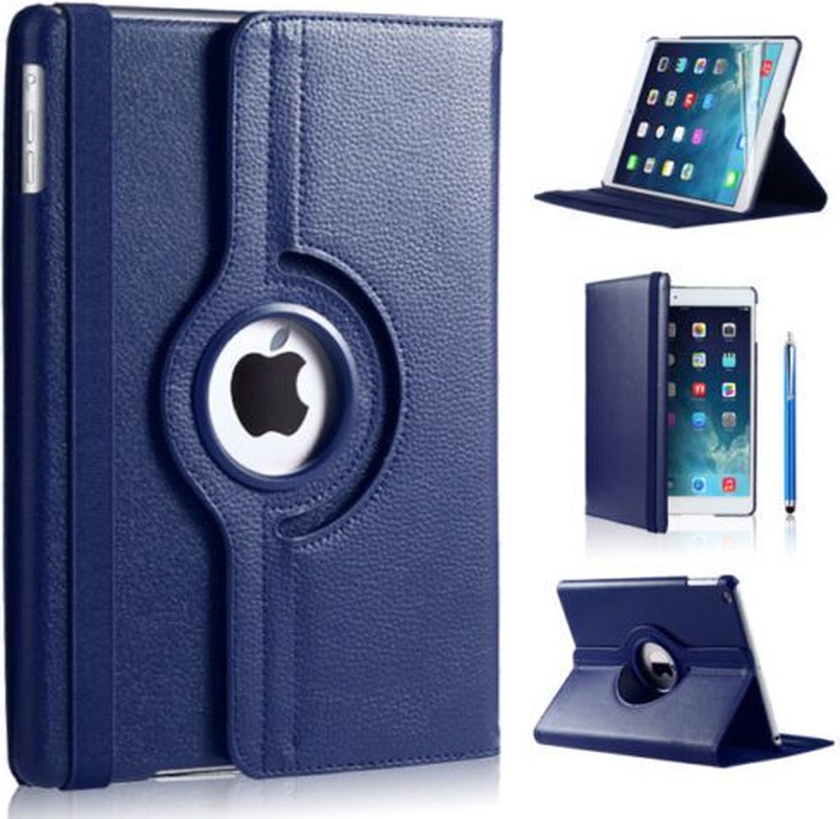 iPad Air 2 hoes 360 graden donker blauw leer