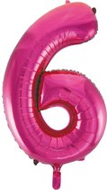 Pink roze cijfer ballon 6. |86 cm