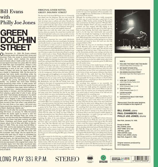 Bill Evans Green Dolphin Street - 1xLP op groen vinyl met Woody'n