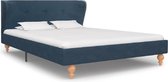 Bedframe Blauw Stof (Incl LW Led klok) 120x200 cm - Bed frame met lattenbodem - Tweepersoonsbed Eenpersoonsbed