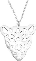 Joy|S - Zilveren luipaard ketting 45 cm tijger Sterling zilver 925