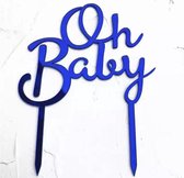 Oh baby royal blauw acryl cake topper| taart topper baby shower , gender reveal, geboorte