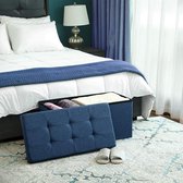Opvouwbare Hocker met Opbergruimte - Blauw - 38 cm Hoog en 76 cm Breed