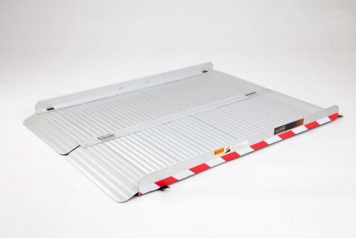 Oprijplaat Opvouwbaar Aluminium - Drempelhulp Extra Breed - 120 cm Lang Voor Rolstoel