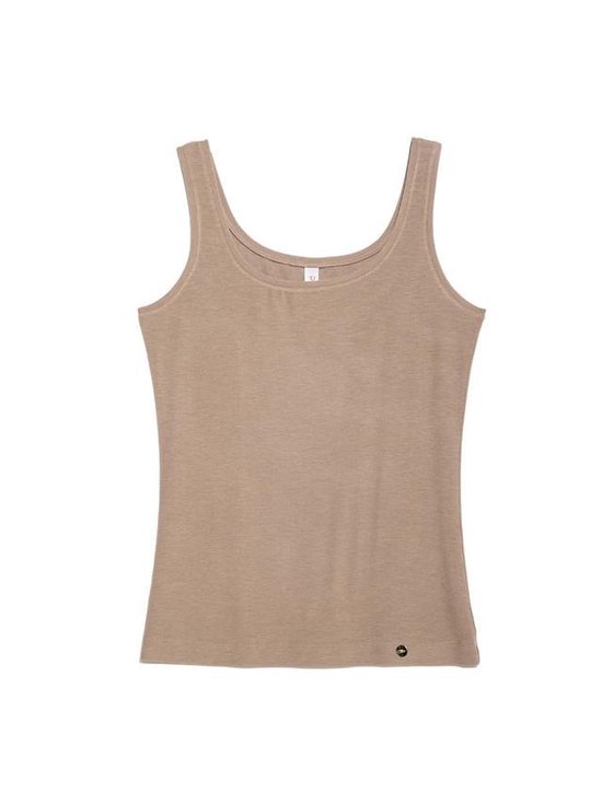 Basic topje, onderhemd, zijdezacht met stretch, latte/mokka-bruin, maat Medium (38).