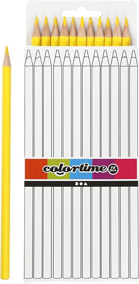 Colortime Kleurpotloden 3 Mm Vulling 17 Cm Geel 12 Stuks