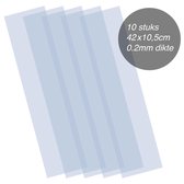 QBIX Plastic Mylar Vellen - 10 stuks 42 x 10,5cm Formaat Transparante Kunststof - 0.2mm dikte