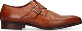 Manfield - Heren - Cognac leren gespschoenen - Maat 42