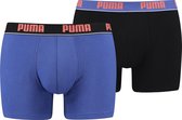 PUMA Heren Basic Boxer 2-pack - Blauw/Zwart - Maat S