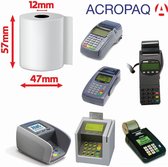ACROPAQ - 50 x Pinrollen - 57 x 47 x 12 mm, 25m, Thermisch, BPA-Vrij - Kassarollen, Bancontact rollen - Wit