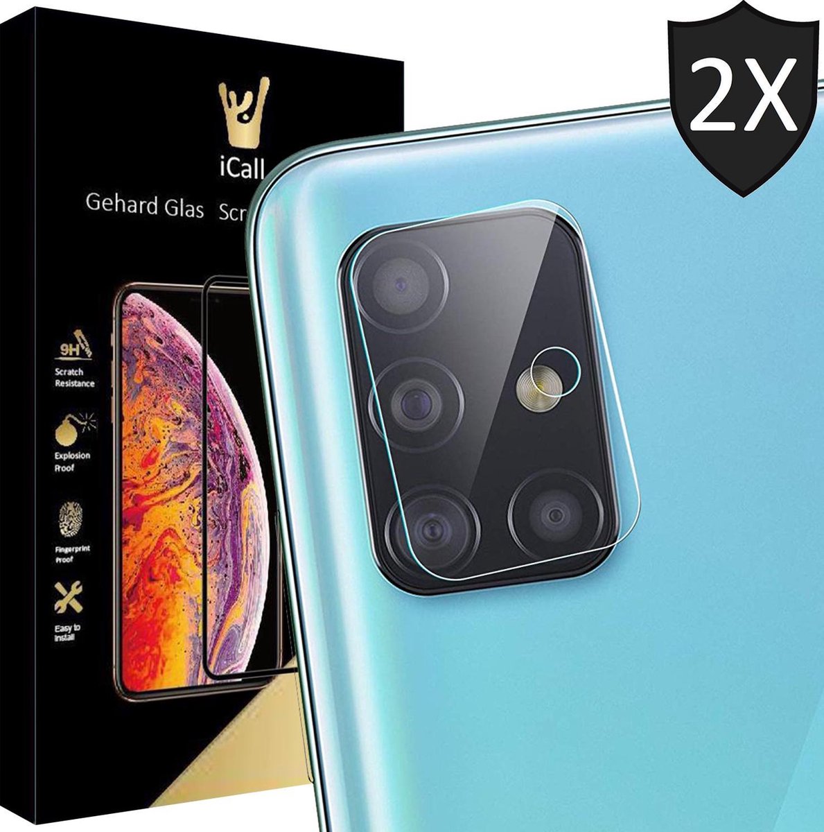 Camera Screenprotector geschikt voor Samsung A51 - 2x Glas Screen Protector
