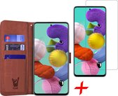 Samsung A51 Hoesje en Samsung A51 Screenprotector - Samsung Galaxy A51 Hoesje Book Case Leer Wallet + Screenprotector - Bruin
