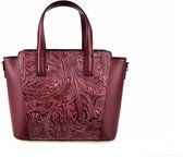 Diva's Bags Addie bordeaux leren tas met print