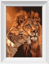 Artstudioclub®  schilderen op nummer volwassenen 40*50cm  Twee leeuwen