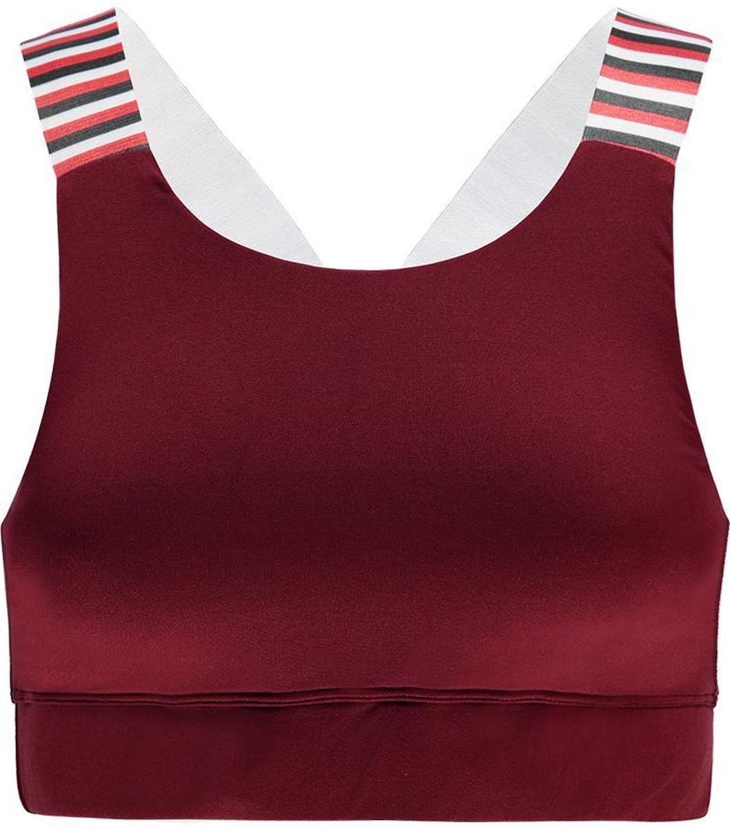 Re-Born - Sportkleding - Workout top - Sport beha x-over - Dames - Donkerrood - Maat S