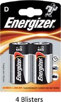 8 stuks (4 blisters a 2 stuks) Energizer Alkaline Power D batterij 1.5V