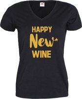 Nieuwjaar shirt voor dames Happy New Wine-Maat S