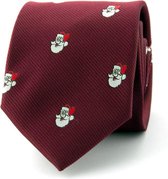 Kerststropdas kerstman bordeaux polyester