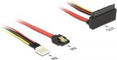 Floppy (m) + SATA data (v) naar haakse SATA data en 5V + 12V voeding kabel - SATA600 - 6 Gbit/s / rood - 0,30 meter