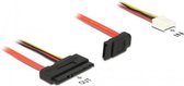Floppy (v) + SATA data (v) naar SATA data en 5V + 12V voeding kabel - SATA600 - 6 Gbit/s / rood - 0,30 meter