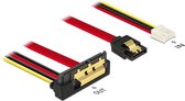 Floppy (v) + SATA data (v) naar haakse SATA data en 5V + 12V voeding kabel - SATA600 - 6 Gbit/s / rood - 0,30 meter