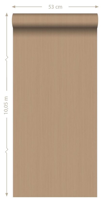 Papier peint Origin à fines rayures marron clair - 345405-53 x 1005 cm