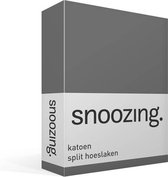 Snoozing - Katoen - Split-hoeslaken - Lits-jumeaux - 180x210/220 cm - Antraciet