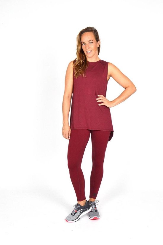 Re-Born - Sportkleding - Sport top mouwloos - Yogatop - Fitness top - Wijdere top - Dames - Burgundy - Maat S van Merkloos — afbeelding 5