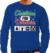 Foute Kersttrui / sweater - Christmas for dummies - blauw voor heren - kerstkleding / kerst outfit XL (54)