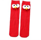 Kindersokken - 1 paar sokken rood bolle oogjes - 6-8 jaar - maat 29-33 - jongenssokken - meisjessokken