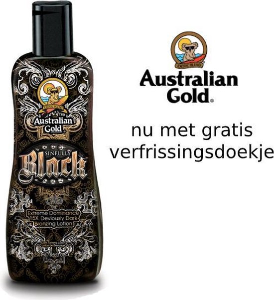 bol.com | Australian Gold Sinfully Black Zonnebankcrème - 250 ml + gratis  verfrissingsdoekje