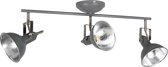 QAZQA tommy - Industriele Plafondspot | Spotje | Opbouwspot - 3 lichts - L 800 mm - Donkergrijs - Industrieel - Woonkamer | Slaapkamer | Keuken