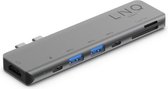 LINQ 7 in 1 Type C USB Hub Macbook Pro Adapter - HDMI 4K 60Hz - SD - Micro SD - 2 x USB-A 3.1 - USB C 5Gbps data - tot 100W USB C power delivery