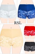 Dames boxershort 5 pack M met kant in 5 kleuren