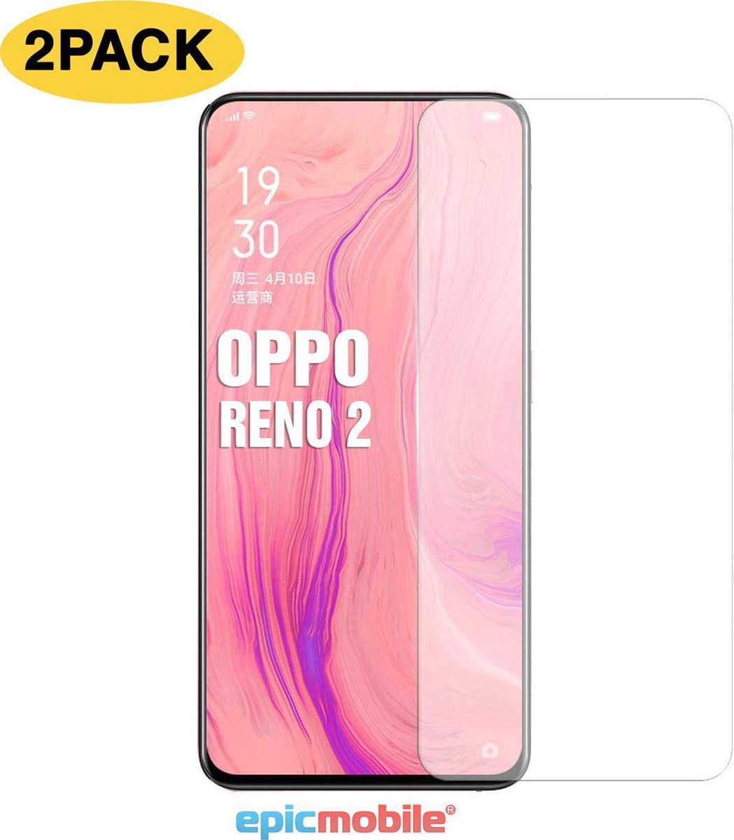 Screenprotector geschikt voor OPPO Reno 2 - 2x Screenprotector - Tempered Glass Anti Burst - 2 PACK - EPICMOBILE
