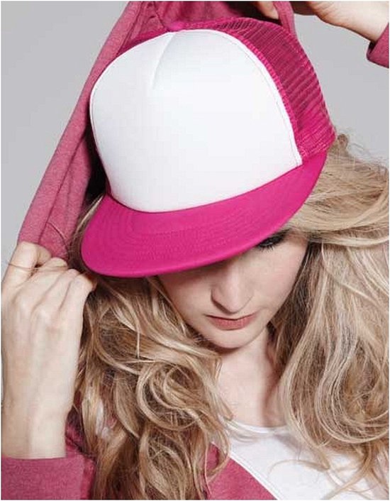 Casquette Vintage / Retro Snapback Truckers Fuchsia / Blanc Adulte - Casquettes / Casquettes tendance