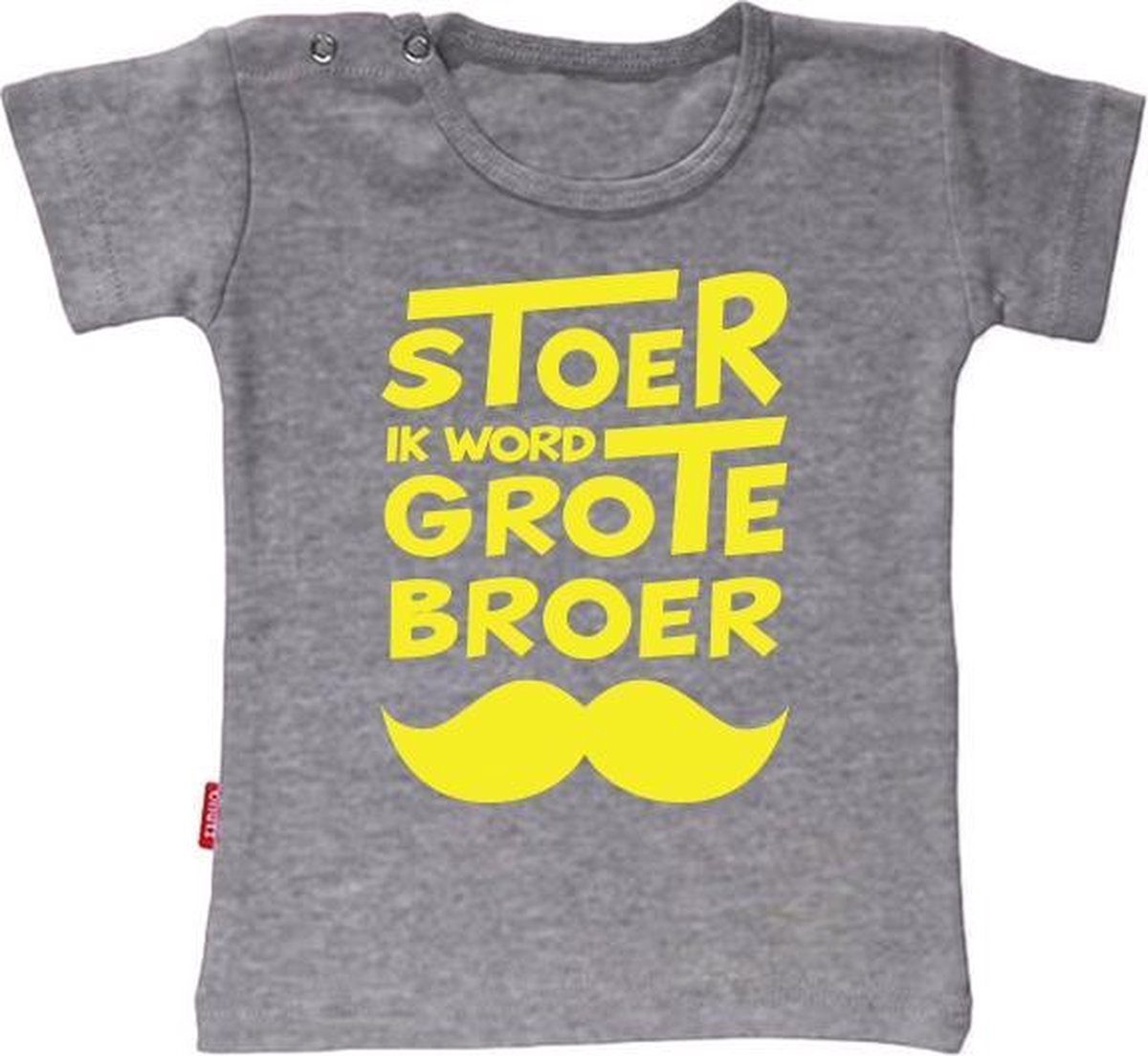 Babygoodies T-shirt - Stoer ik word grote broer snor (Ashgrey 3-4j)