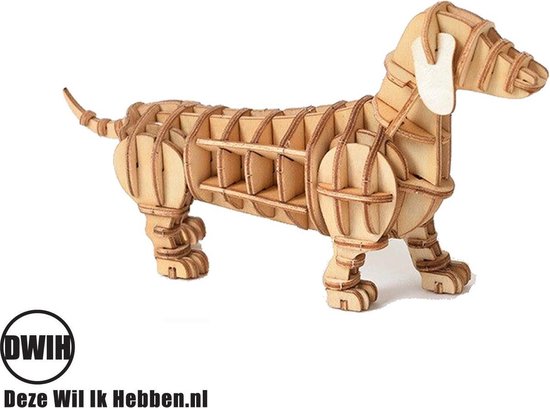 Houten 3D puzzel Hond / tekkel - bouwpakket | bol.com