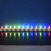LED-Waxine / theelichtjes oplaadbaar 13 - 15 uur RGB multi colour (12 stuks) met afstandsbediening