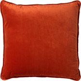 Dutch Decor FINN - Sierkussen 60x60 cm - velvet - effen kleur - Potters Clay - oranje - Inclusief binnenkussen