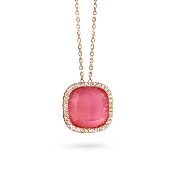 Velini jewels -Ketting+Hanger -925 Zilver rosé -Gekleurde Cubic Zirkonia