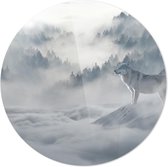 Schilderij - Wolf In Sneeuw Natuur Landschappen - Wit - 90 X 90 Cm WOLF IN SNEEUW | Wanddecoratie | 90CM X 90CM | Schilderij | Foto Op Plexiglas | Natuur | Landschappen