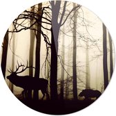 Rendier in het bos | Wanddecoratie | 90CM x 90CM | Schilderij | Foto op plexiglas | natuur | Landschappen