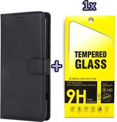 Samsung Galaxy A51 Hoesje - Portemonnee Book Case & Tempered Glass - Zwart