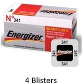 4 stuks (4 blisters a 1 stuk) Energizer Zilver Oxide Knoopcel 341 LD 1.55V
