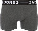 Grijze boxershort met witte Jack & Jones logo op de elastische band.