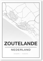 Poster/plattegrond ZOUTELANDE - 30x40cm