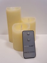 LED Wax kaarsen set ivoor met vlam effect en afstandsbediening - voor binnen - S - Ø 7,5cm