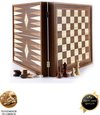Afbeelding van het spelletje Classic Style 2-in-1 combo Schaken Backgammon 27x27 cm  Top Kwaliteit
