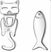 Oorbellen- Poes- Vis -Plating-Zilver- Dames- Dieren